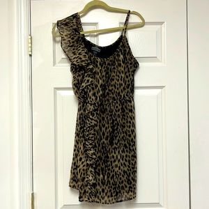 Angie leopard sleeveless dress ruffle strap pullover L